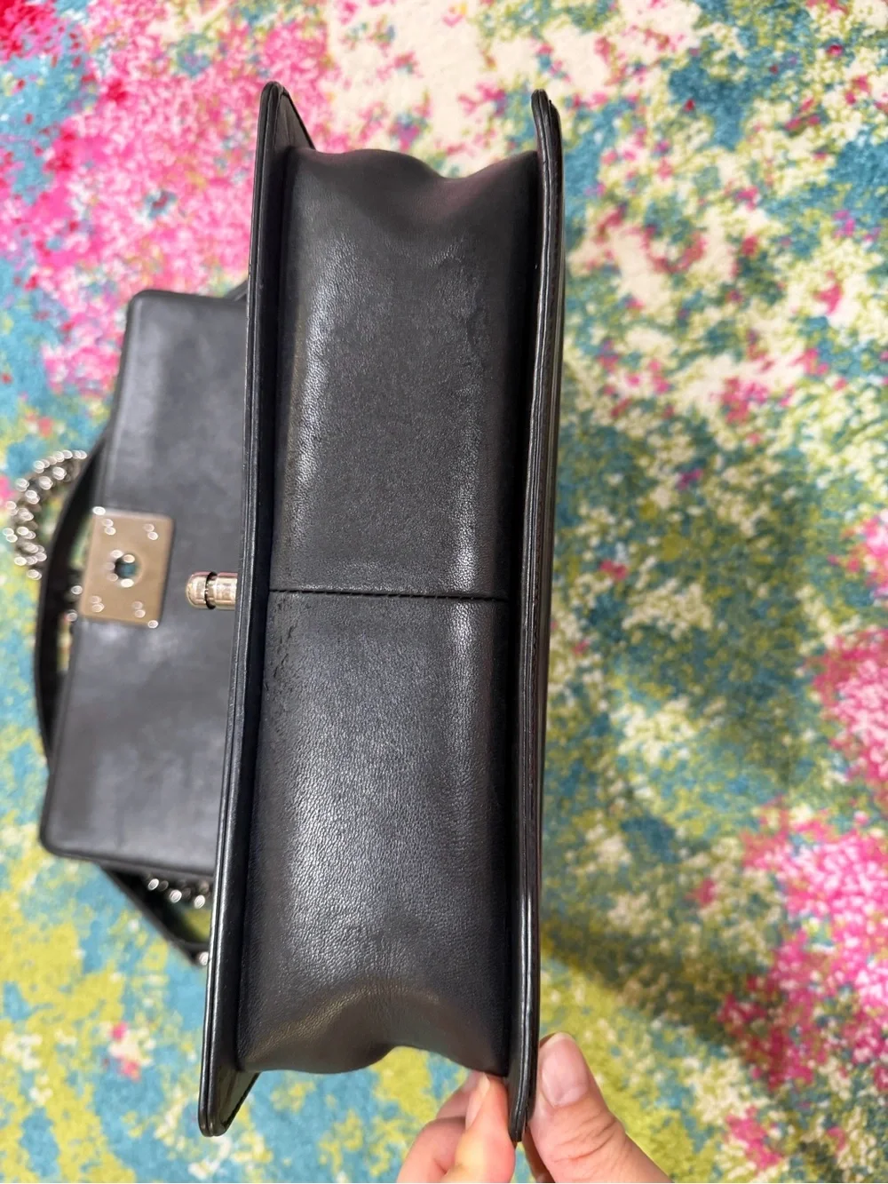 CHANEL Quilted Patent Leather Shoulder Bag in Dark Brown - Picture 3 of 5